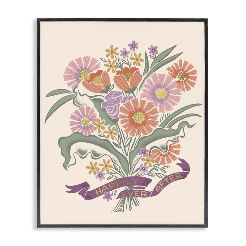 «Happily Ever After Bouquet», estampe numérique, conception de Muffin Grayson, H 30 po x l 24 po, Giclée encadrée noir minuit
