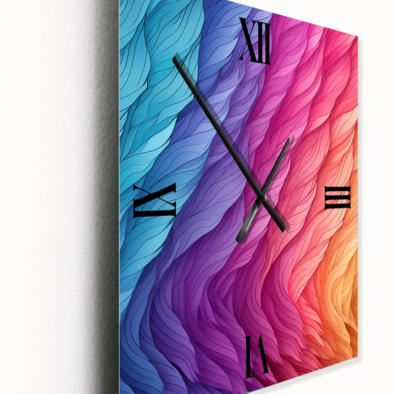 Horloge murale moderne futuriste à vagues abstraites rétro pastel II, Petit