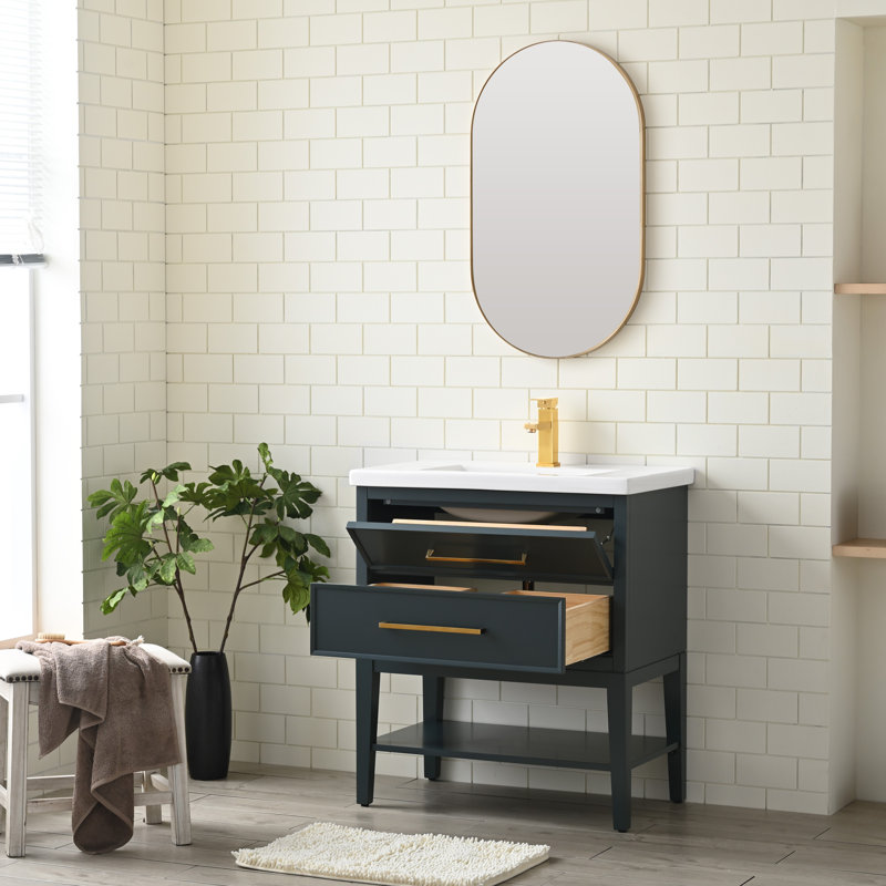 Ensemble de meuble-lavabo simple 30,13 po Brodnax, Bleu rétro