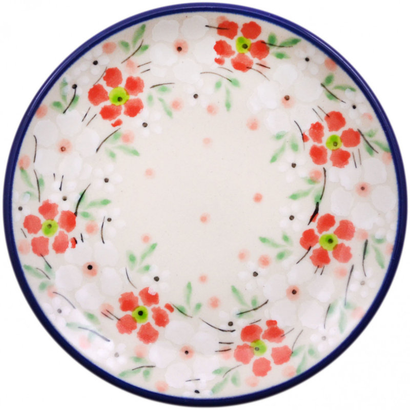 Blushing Blooms Polish Pottery 4" Plate