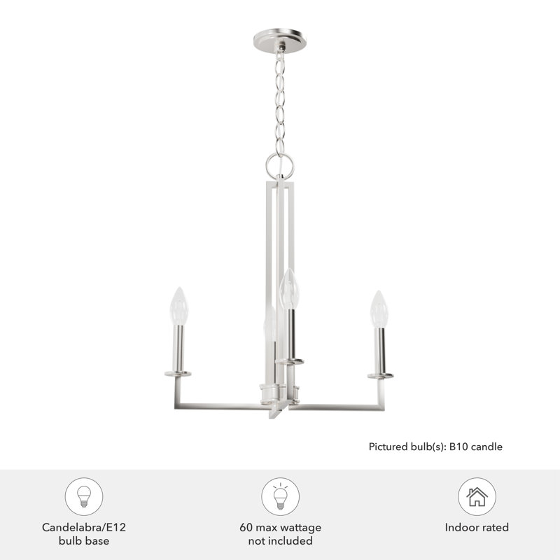 4 - Light Candle Style Bulb Pendant, Brushed Nickel