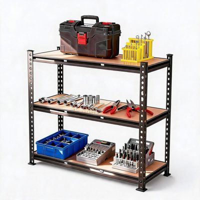 Heavy Duty 3-Tier Adjustable Metal Storage Shelf – 36"W x 18"D x 36"H, Industrial Garage Rack with 1320 lbs Capacity for Basement, Warehouse, Pantry, Utility Room