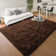 Jenese Soft Fluffy Brown Indoor / Outdoor Living Room Area Rug