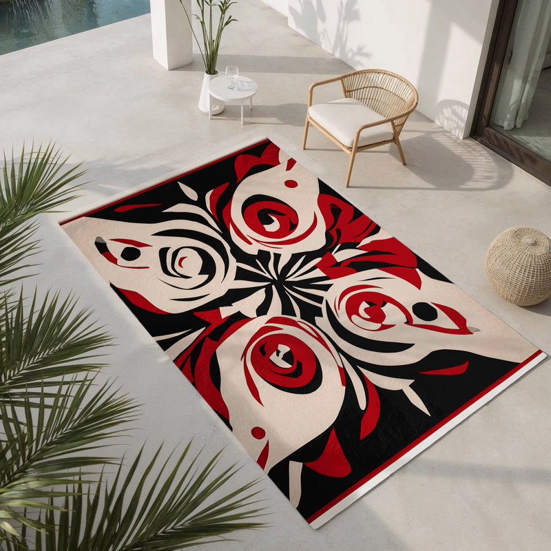 Tapis intérieur et extérieur Sinister Whirl, Rectangle 1 pi 6 po x 2 pi 6 po
