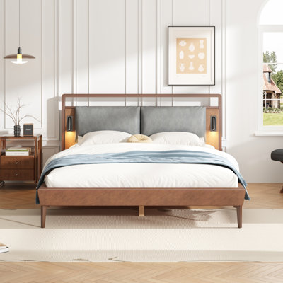 Terry PU Leather Bed With Padded Headboard & LED Lights