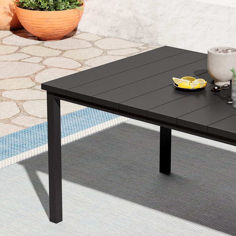 Ensemble repas d'extérieur 7 pièces avec structure en métal, Noir / brun