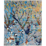 Collucci Abstract Area Rug in Gray/Turqouise/Silver/Beige