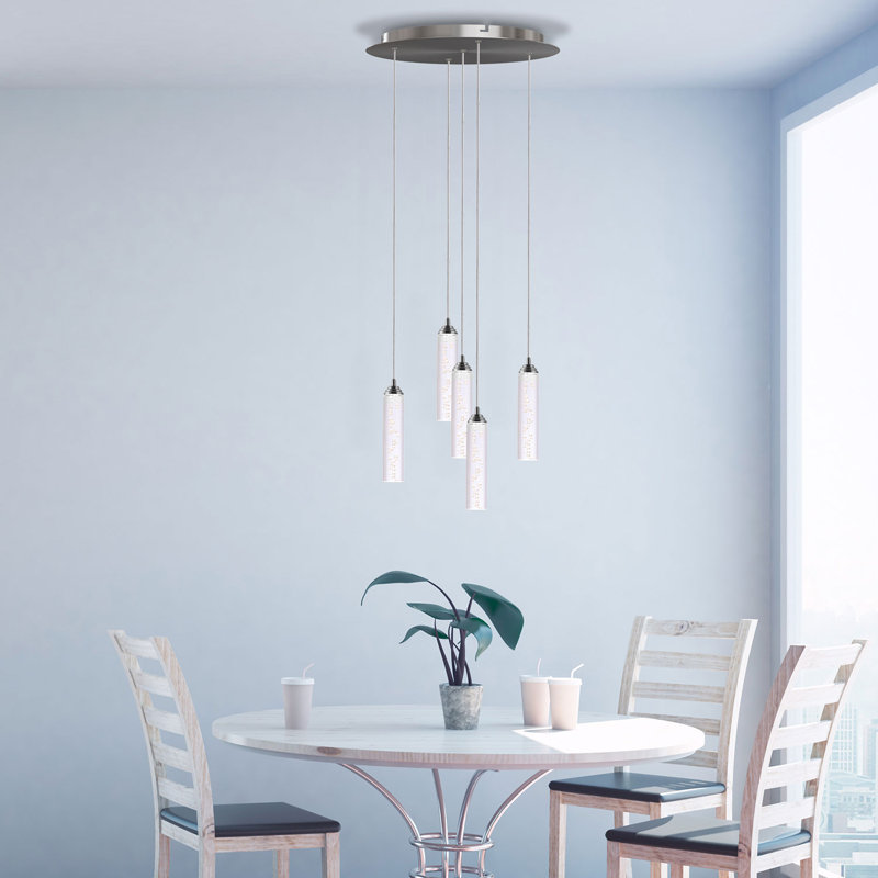 Ardrie 5 - Light Chrome Cluster Pendant, 6.7" H x 1.8" W x 1.8" D