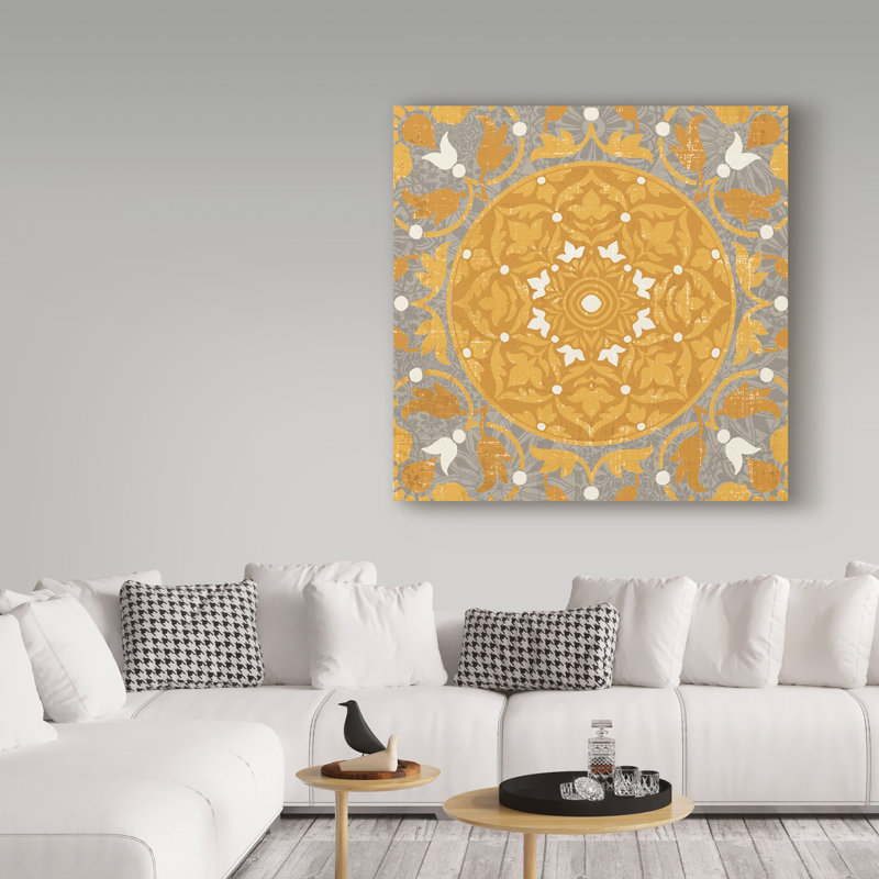 « inspire india yellow iii », reproduction de peinture à l’acrylique sur toile tendue, H 14 po x l 14 po x P 2 po