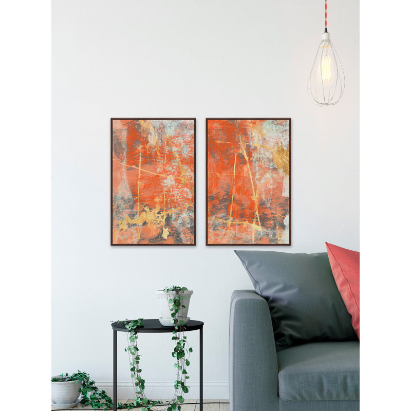 Anilyah «Terre Cotta Lace Diptych», ensemble de 2 reproductions d'art encadrées, H 30 po x l 20 po x L 1,5 po