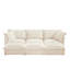 Chenille confortable en crème 3 avec 3 repose-pieds pour le salon, repose-pieds, tissu, détente et élégance