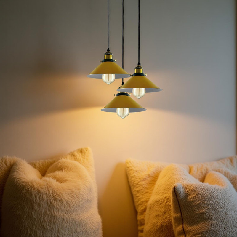 Luminaire suspendu industriel à 3 lumières pour îlot de cuisine pour salle à manger, chambre à coucher, couloir, base E26