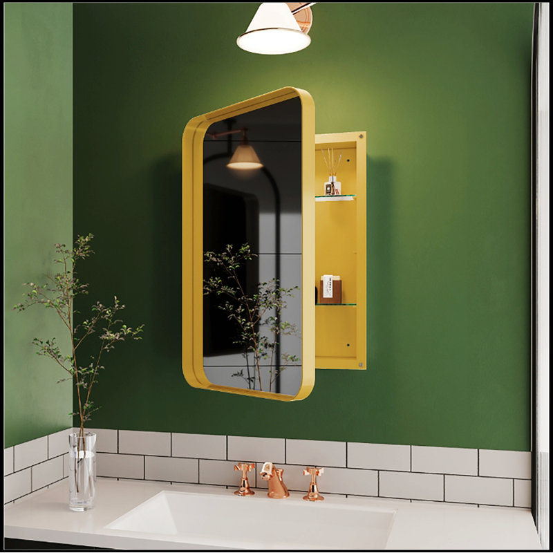 Armoire à pharmacie encastrée en métal 16 po x 24 po avec miroir et tablettes réglables avec rangement pour salle de bain