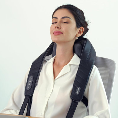 Inbox Zero Cordless Shiatsu Neck Back Massager Pillow, 2 Heating Levels