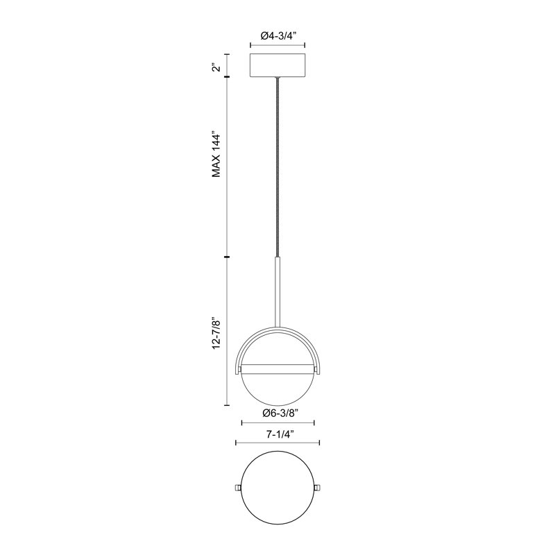 Globo 1 - Light LED Pendant, Matte Black
