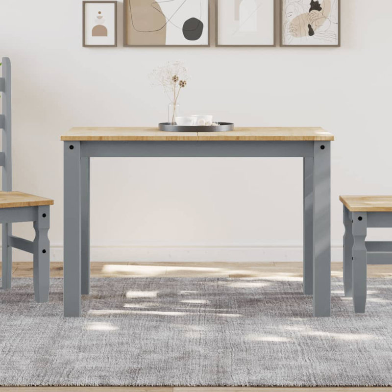 Table de salle à manger vidaXL en bois de pin massif gris moyen 44,1 x 23,6 x 29,5 po Panama, Gris, L 60 cm x L 112 cm