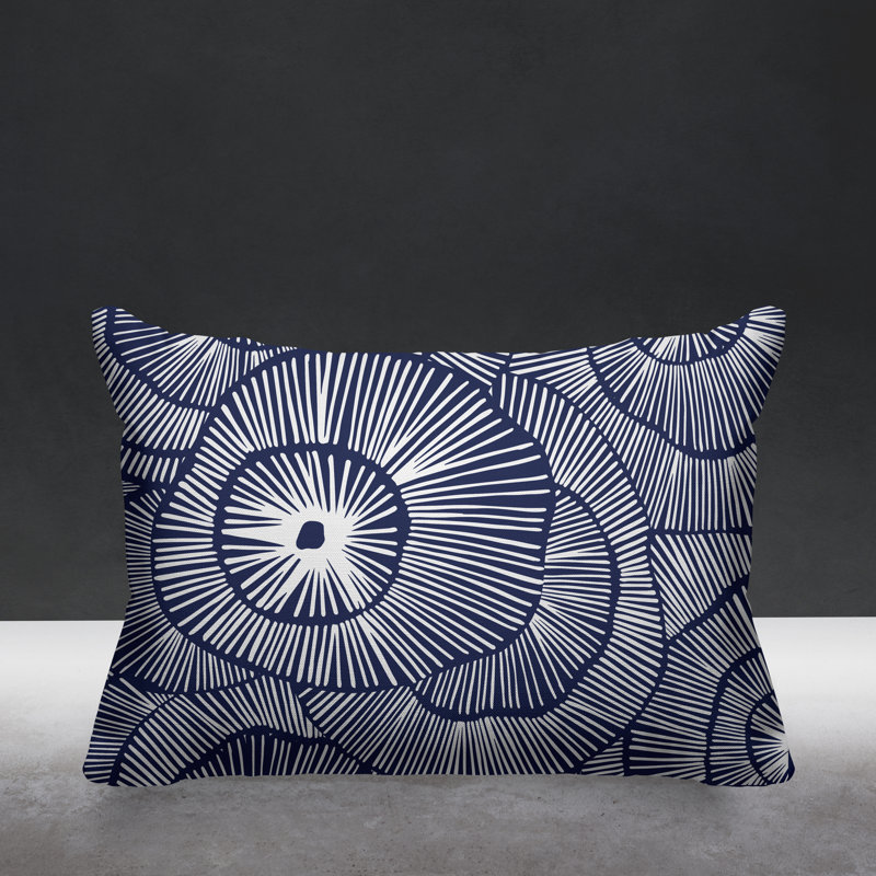 Coussin décoratif intérieur / extérieur Flower Burst, Bleu marine