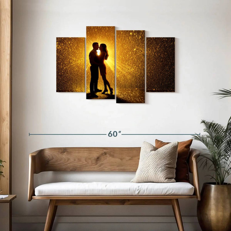 Couple de Hardie sous la pluie, H 27 po x l 43 po