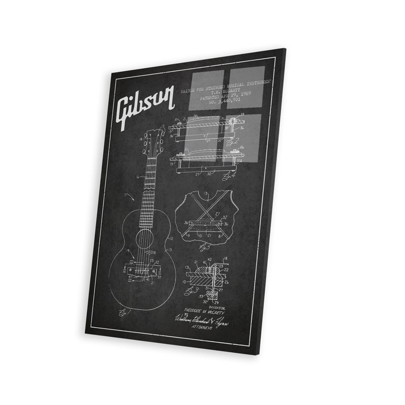 Gibson Stringed Blueprint par Aged Pixel, Gris anthracite