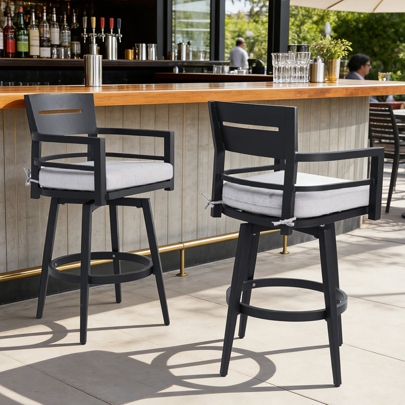 Chaise de patio pivotante à 360 ° en aluminium avec coussins Sunbrella (ensemble de 2), Blanc