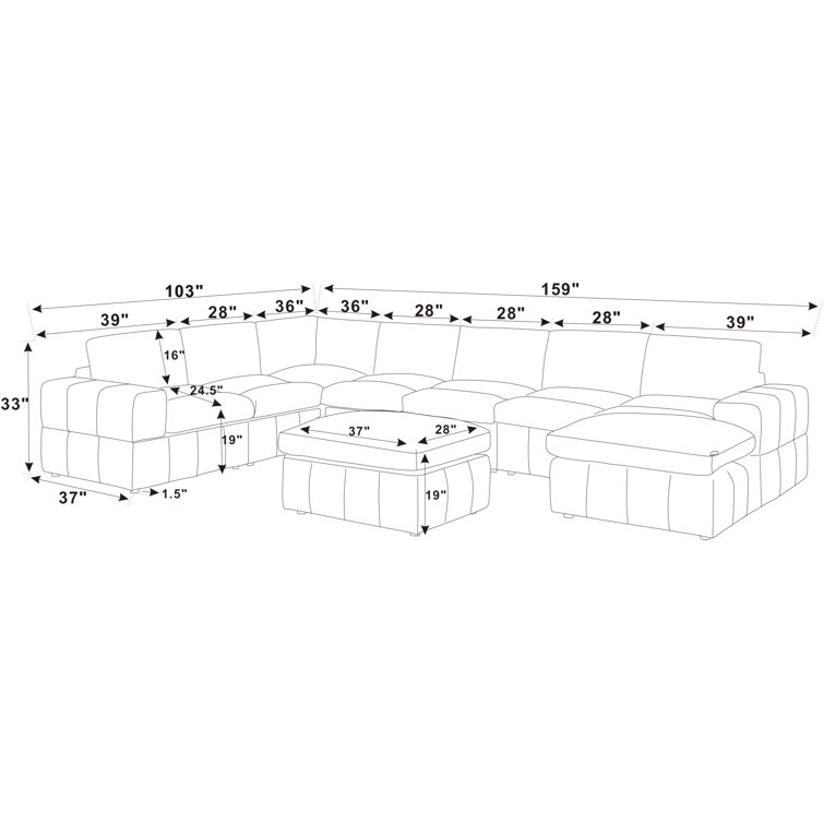 9 - Piece Upholstered Sectional