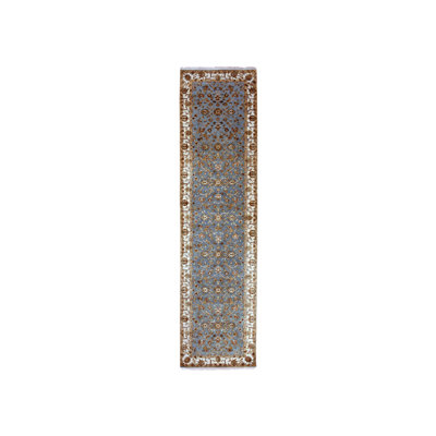 Tapis de couloir bleu noué à la main 3 pi x 12 pi 2 po Rajasthan 44637979D7554F1B849FC13E5DEDDC57