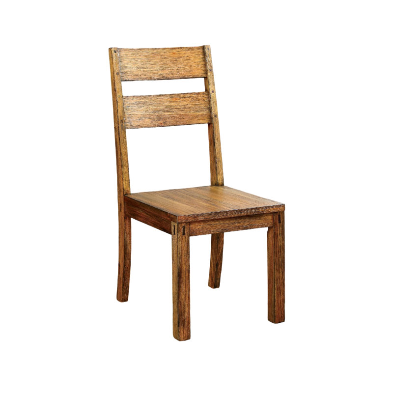 2Pcs Rustic Dark Oak Solid Wood Seating, Dining With Panel Back Chairs, 2 , Nuance