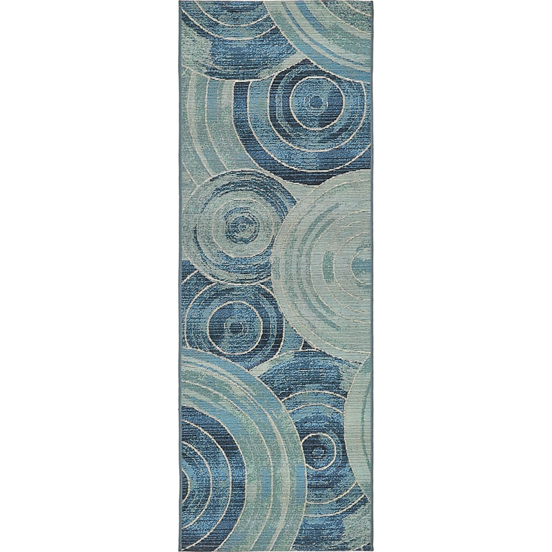 Tapis intérieur / extérieur bleu clair Deweese, Tapis de couloir 2 pi 7 po x 5 pi 3 po
