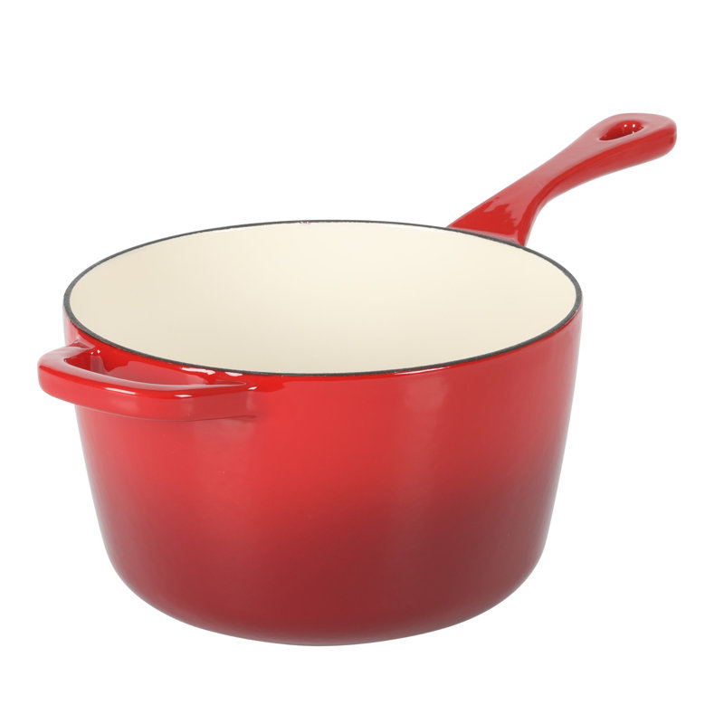 Casserole en fonte 3 pte avec couvercle Crock-Pot - lin mat blanc, Rouge dégradé