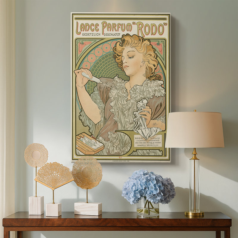 Lance Parfum «Rodo» - Toile tendue avec châssis par Alphonse Mucha, 18 x 27