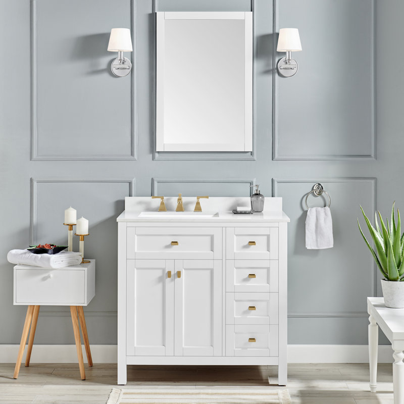 Ensemble de meuble-lavabo simple 36 po Benigna, Blanc