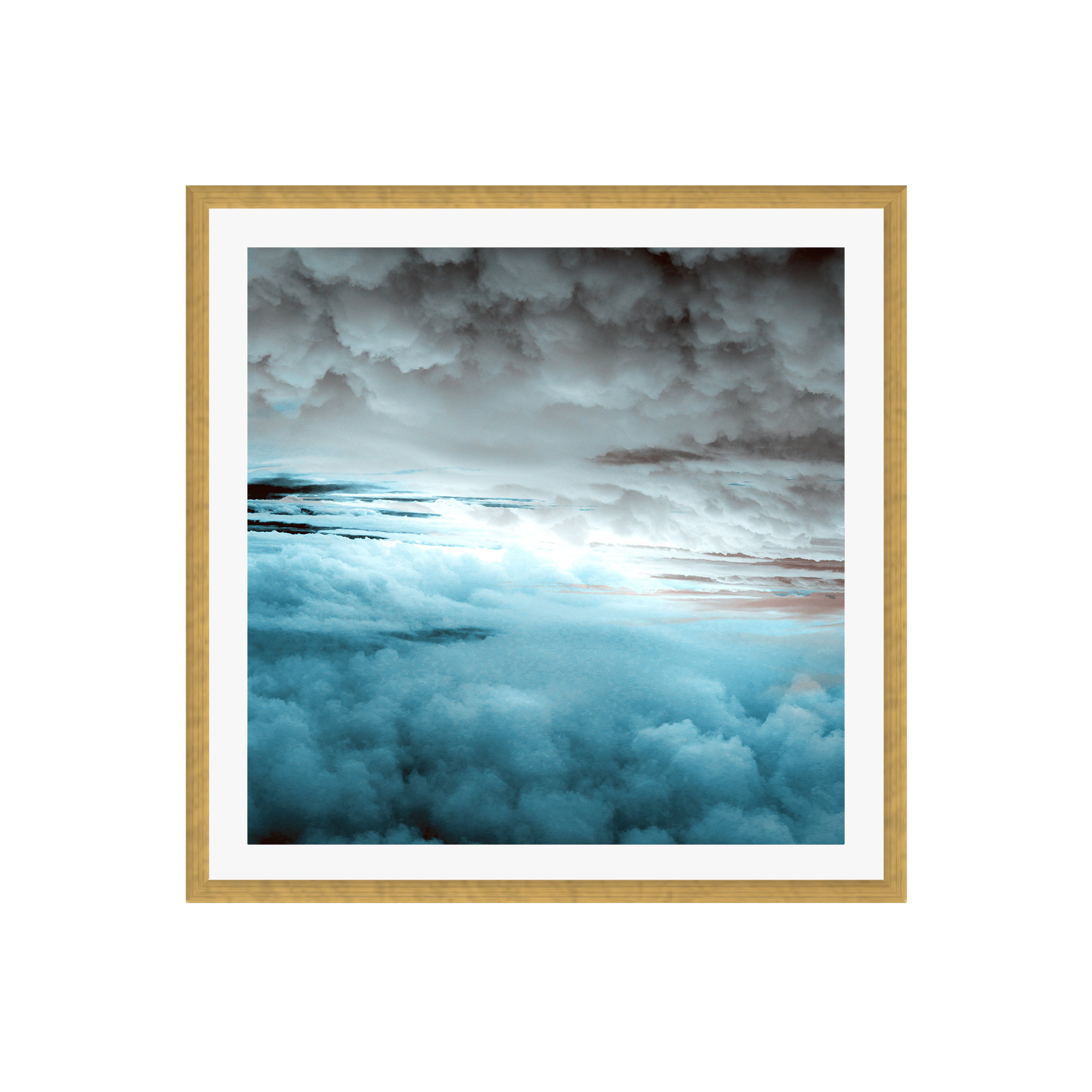 Glacier Painted Clouds by Caleb Troy, No, White Floater Framed, 12" H x 12" W x 2" D