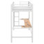 Structure de lit simple pour lit mezzanine en métal avec lumière DEL, station de charge USB et bureau, blanc