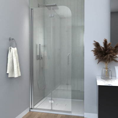 30'' - W x 72'' H Folding Door Frameless Shower Door with -  Beslend, B-SD3072CH