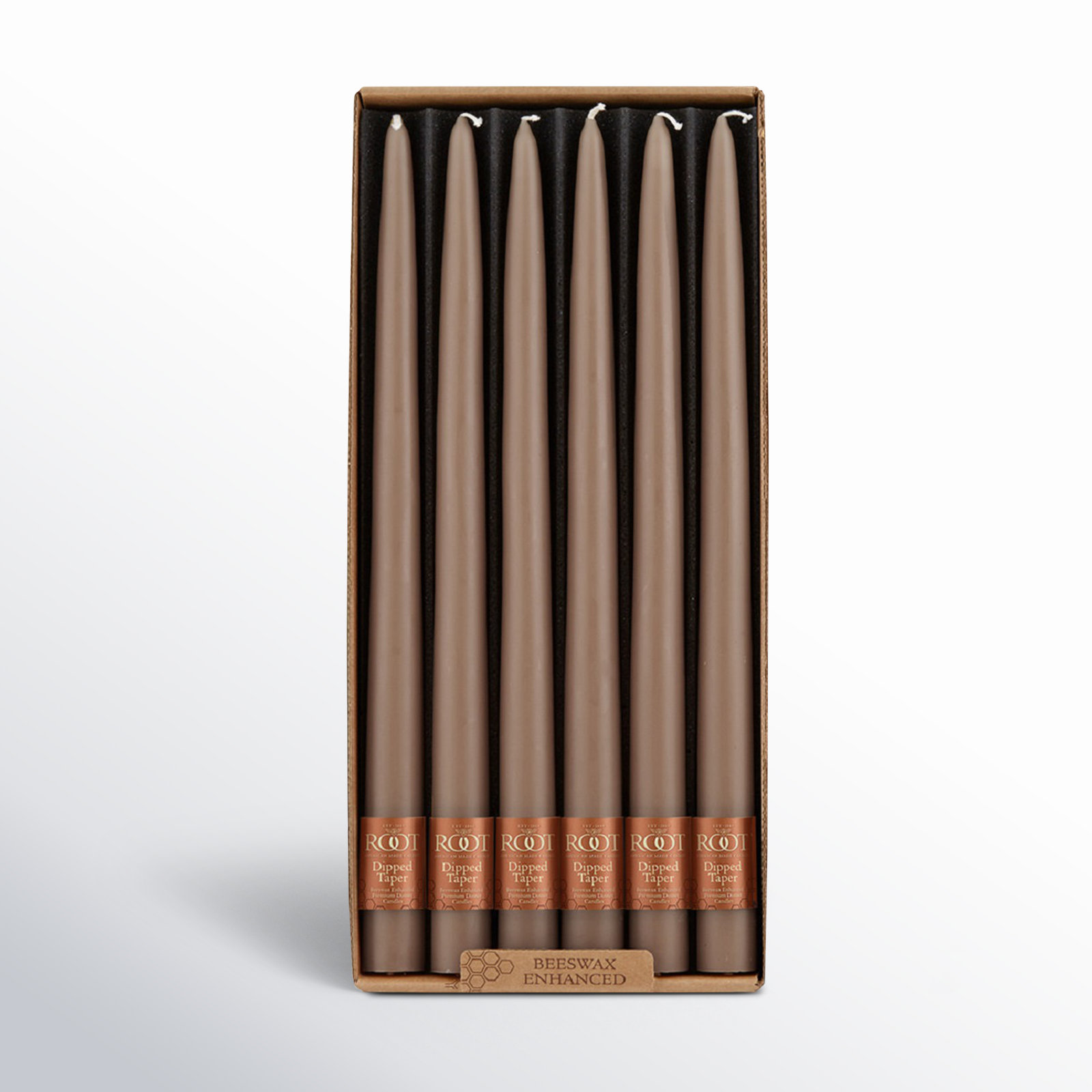 Unscented Taper Candle Set, 12" H x 0.88" W x 0.88" D, Portobello