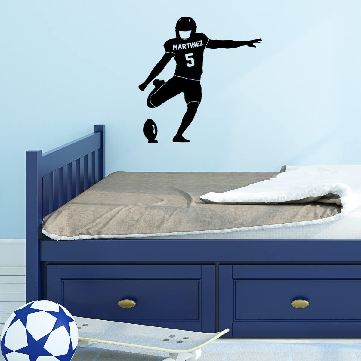 Personalized Football Field Wall Decal | Custom Name Sports Sticker Boys Room  Decor | VWAQ