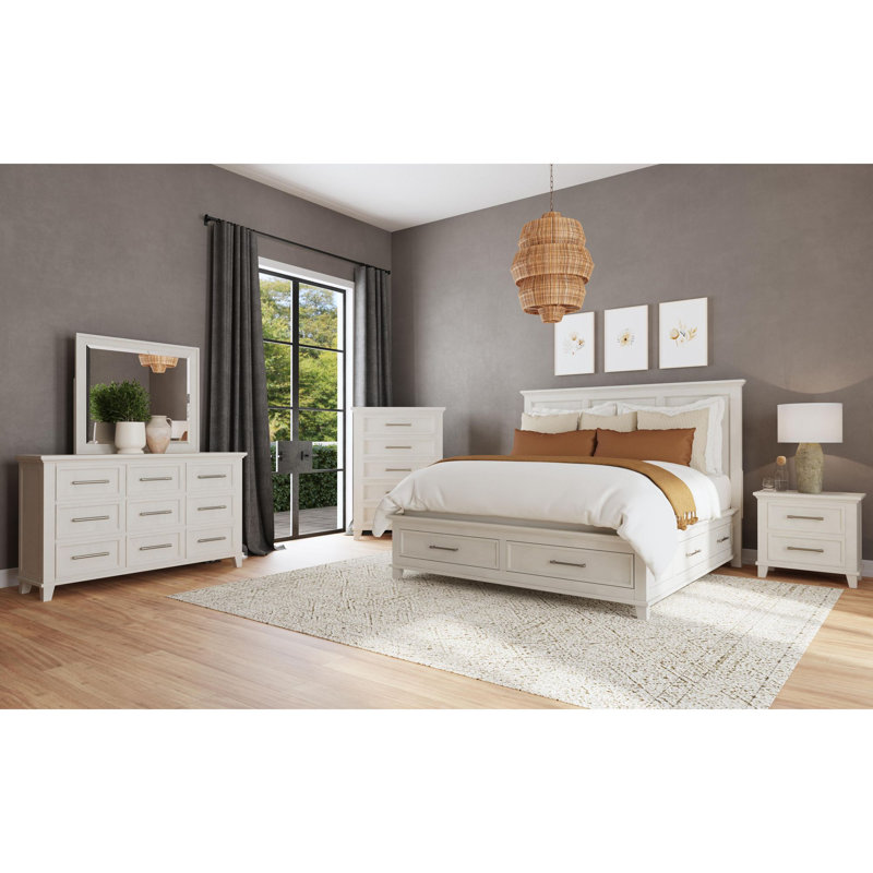 Sneed Queen Storage Bed In Grey, King, White