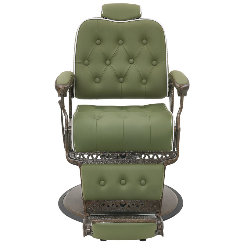 Fauteuil de coiffeur inclinable de 25,2 po de large Ezias, Cuir synthétique vert