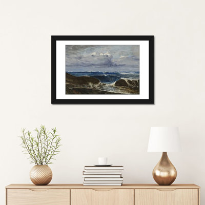 «Blue and Silver Blue Wave», Biarritz - reproduction d'art mural - papier d'art encadré