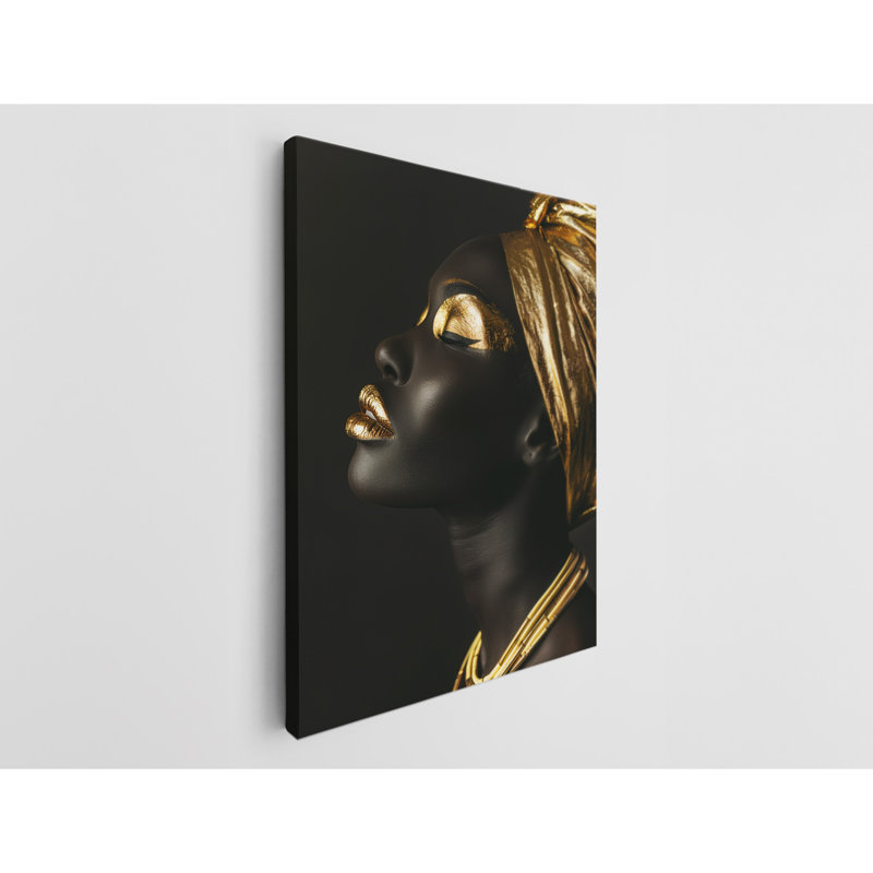 Femme avec accents dorés, impression sur toile de fond arrière, décoration murale moderne pour la maison et le bureau