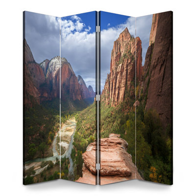 Paravent pliant à 4 panneaux, séparation de pièce, paysage du parc national de Zion, Utah, toile, cloison de protection autoportante, séparation d'intimité