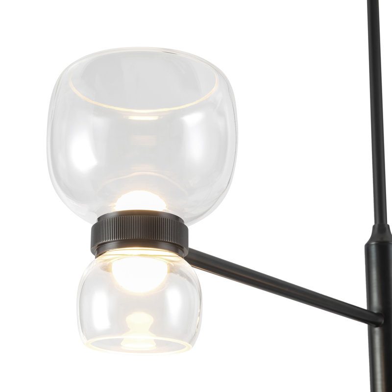 Sutton 36-in Black dimmable LED Chandelier, Oil Rubbed Bronze, Clear Glass