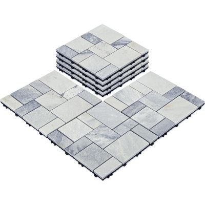 Pierres de patio à emboîtement - 4 PCS Easy Snap-Together pour plancher d'extérieur pour porche, jardin, sentier, ardoise grise