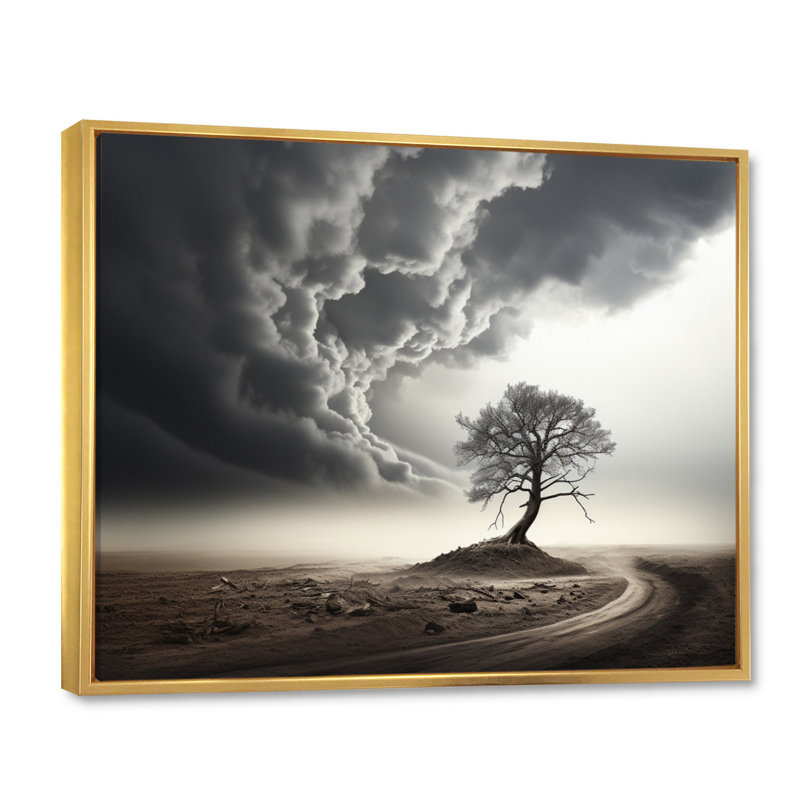 Storm Tornado Impression - Landscapes Wall Art Prints, Cadre flottant doré, H 30 po x l 40 po x P 1,5 po