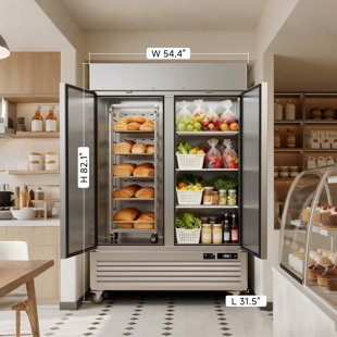 VEECOOL 54.4" W Commercial Refrigerators WiFi-Enabled, 49 cu.ft. Stainless Steel Reach-In Fridge with 8 Shelves, APP & Digital Control, LED Lighting for Restaurant, Bar, Cafe, ETL&ETL Sanitation