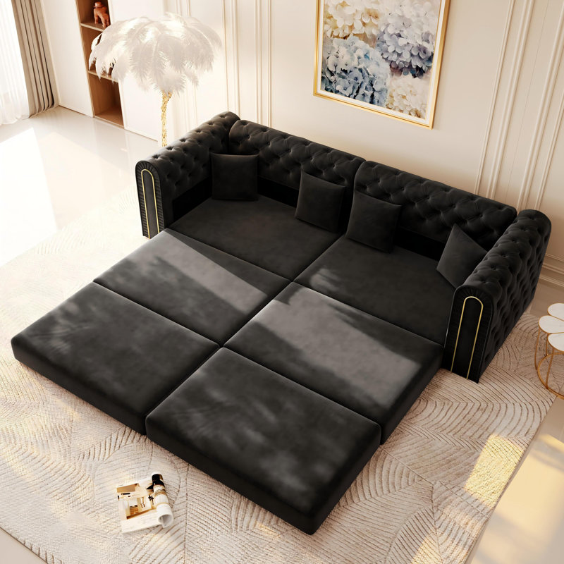 Canapé-lit Chesterfield 90,6 po, Noir