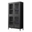 Armoire à 4 portes en verre pour le rangement des chaussures - noir avec portes et tablettes réglables