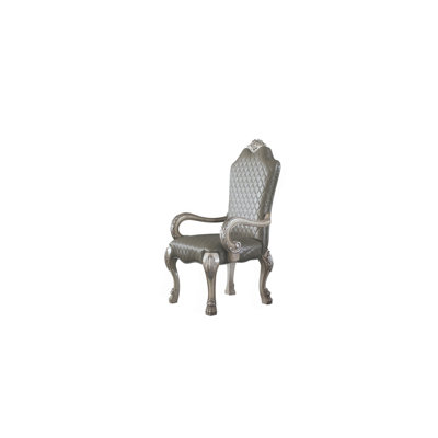 Dresden Synthetic Leather &Vintage Bone White Finish Arm Chair (Set Of 2)
