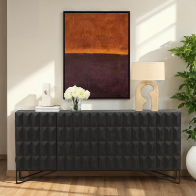 Polley 84" Reclaimed Pine Wood Sideboard, Antique Black