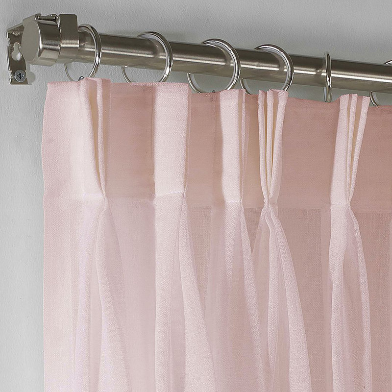 Sheer Single Curtain Panel, 190cm Width x 145cm Drop, Pink